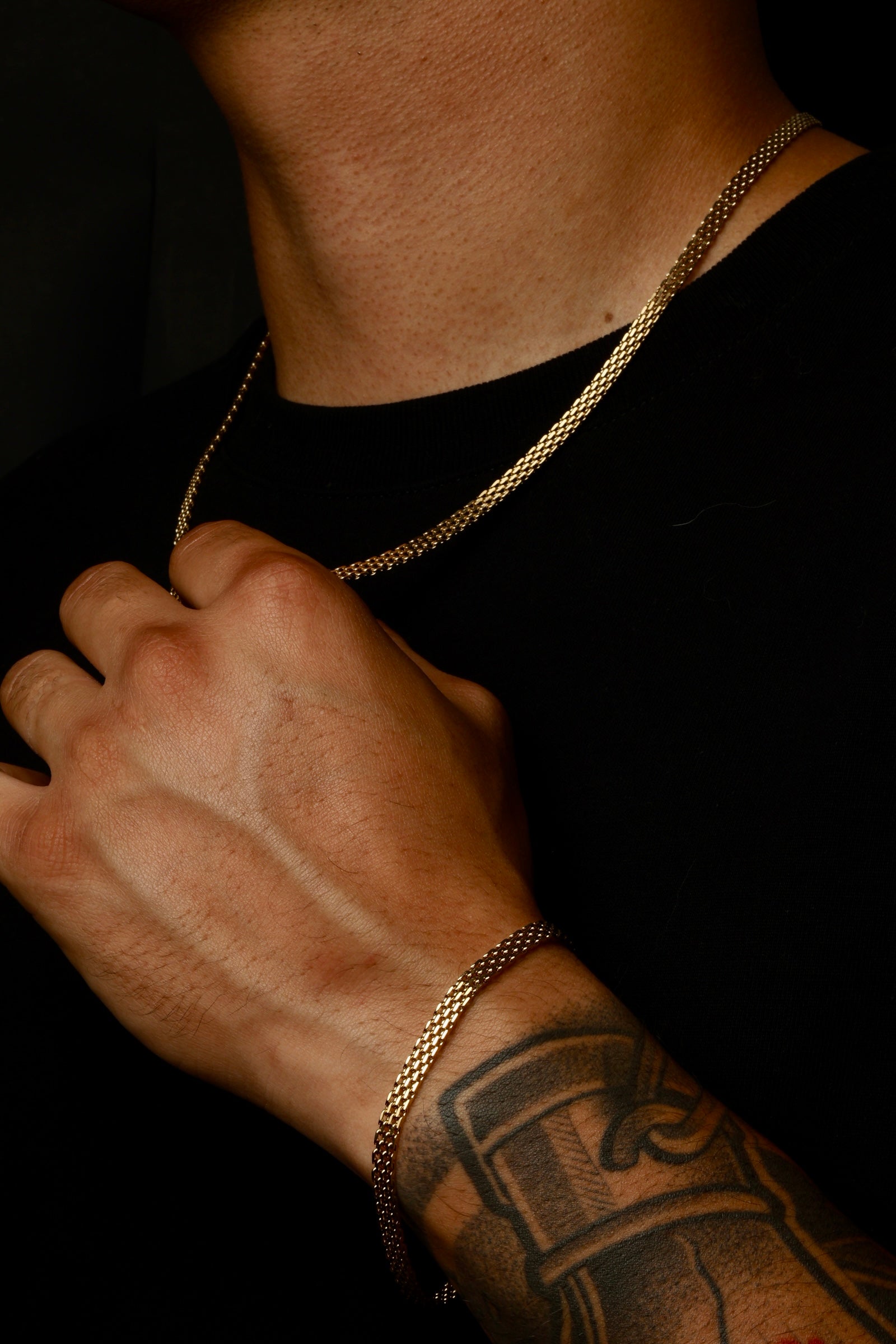 Combo Chinesca: cadena y pulsera en Oro Laminado de 18k