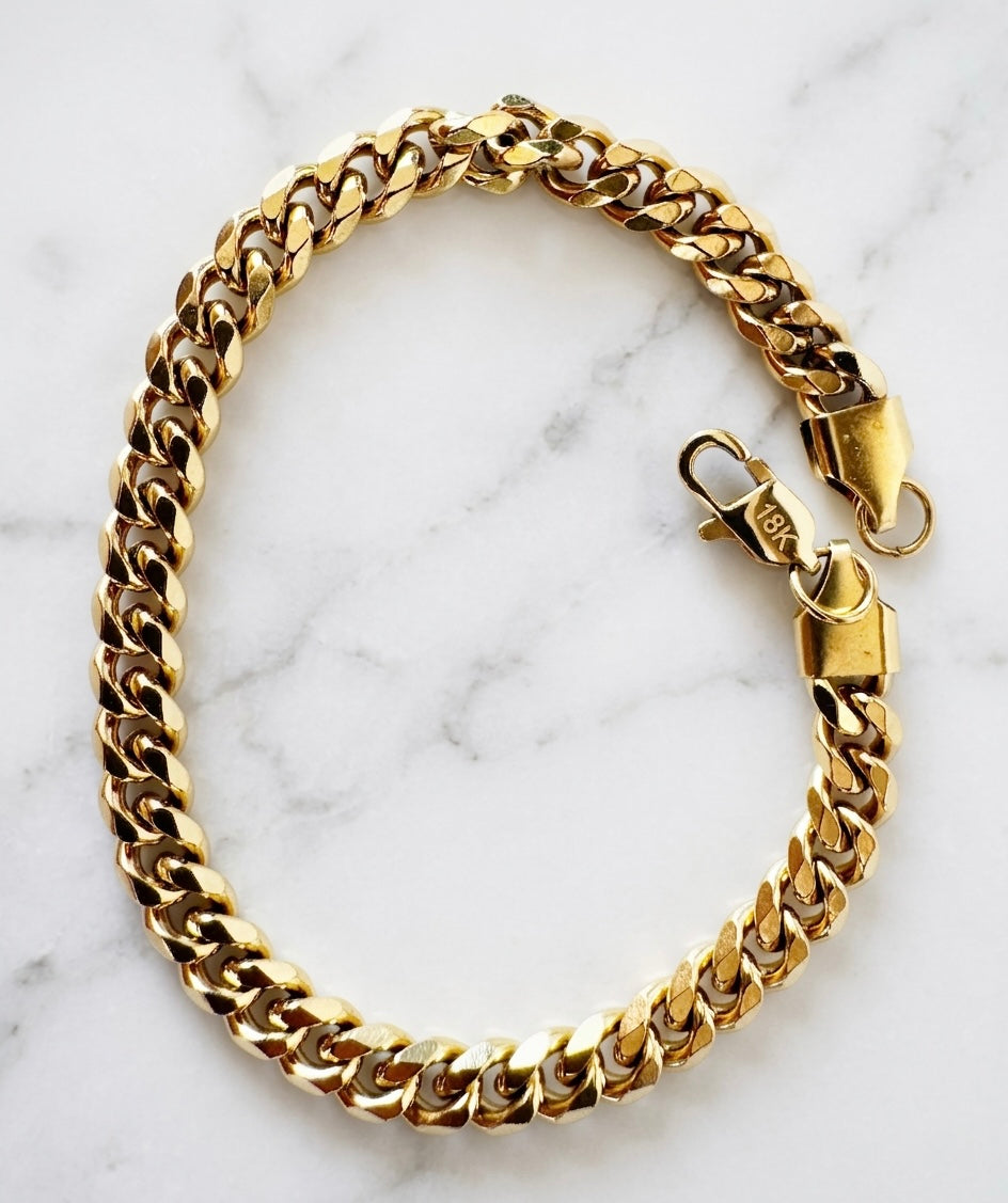 Pulsera Cubana Oro Laminado 18K - Hombre