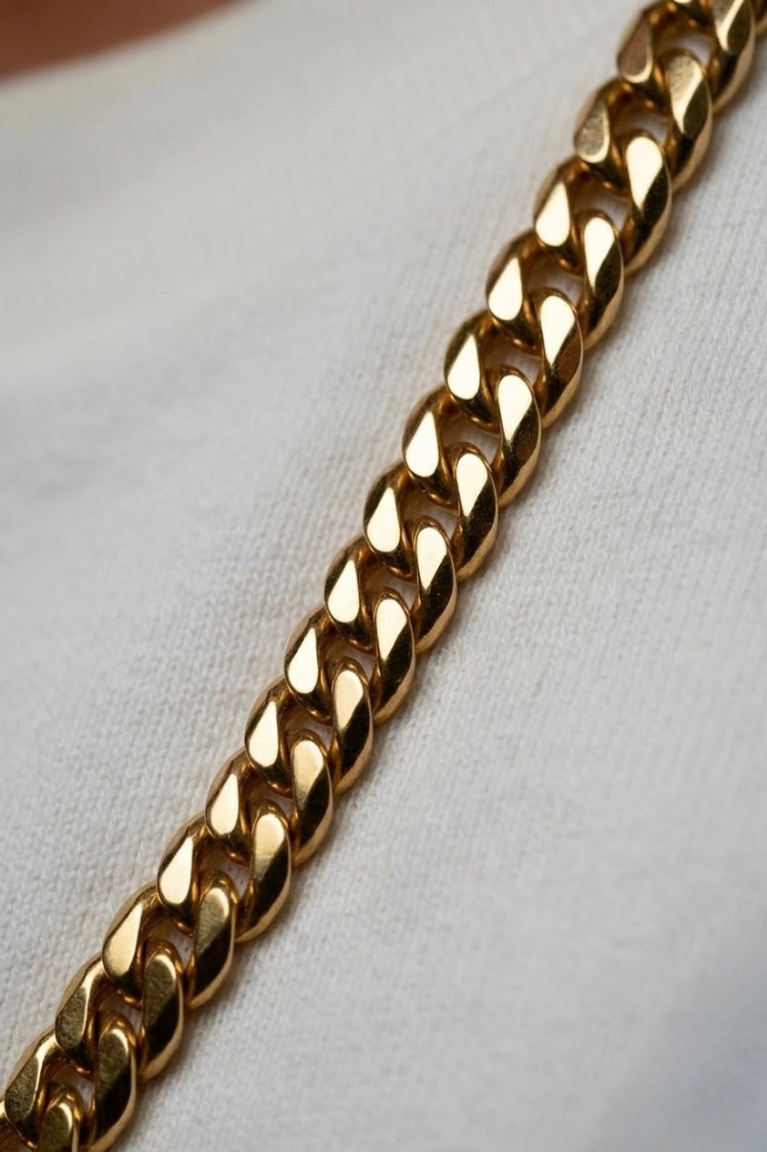 Cadena Cubana Oro Laminado 18K - Hombre