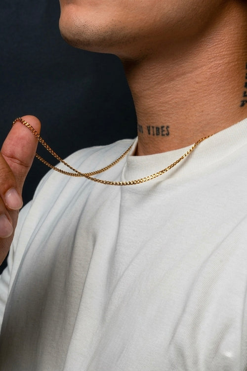 Cadena Cubana Oro Laminado 18K - Hombre