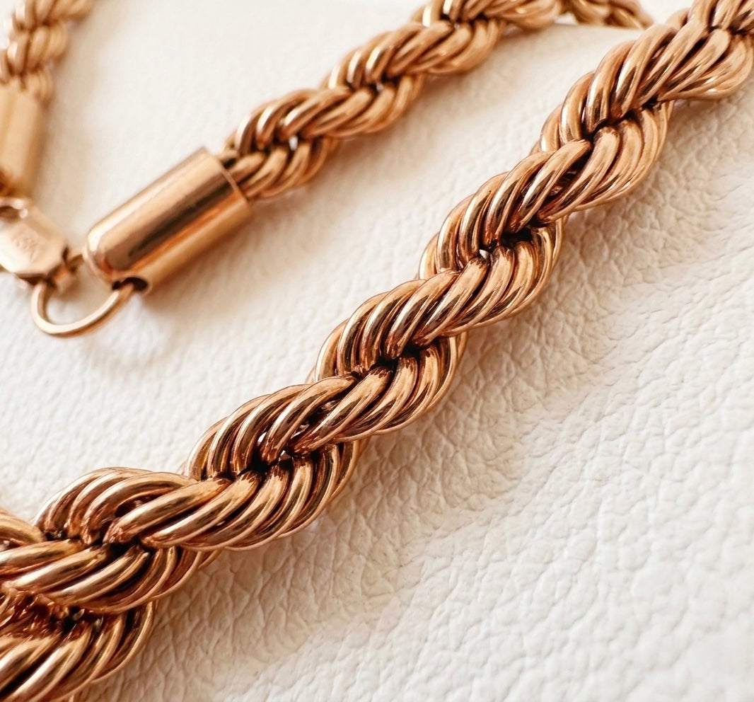 Cadena Lazo Oro Rosa Laminado 18K - Hombre