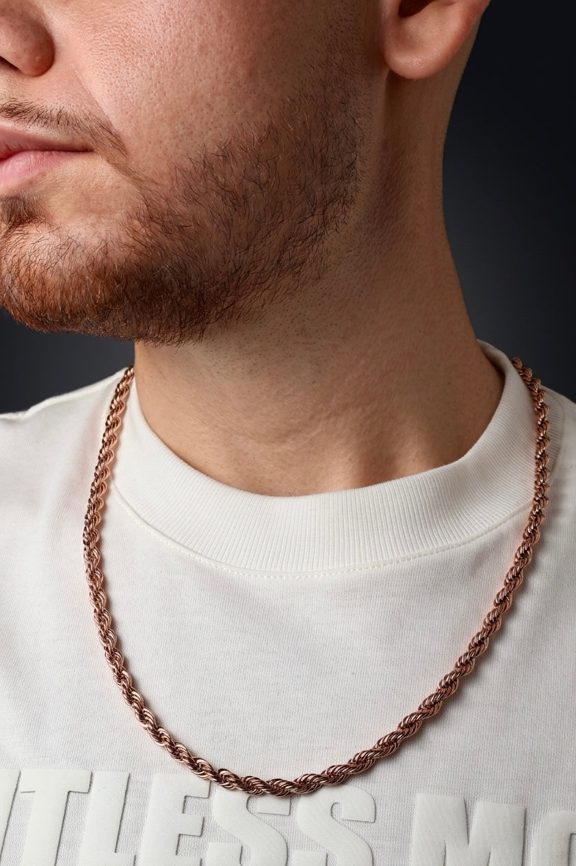 Cadena Lazo Oro Rosa Laminado 18K - Hombre